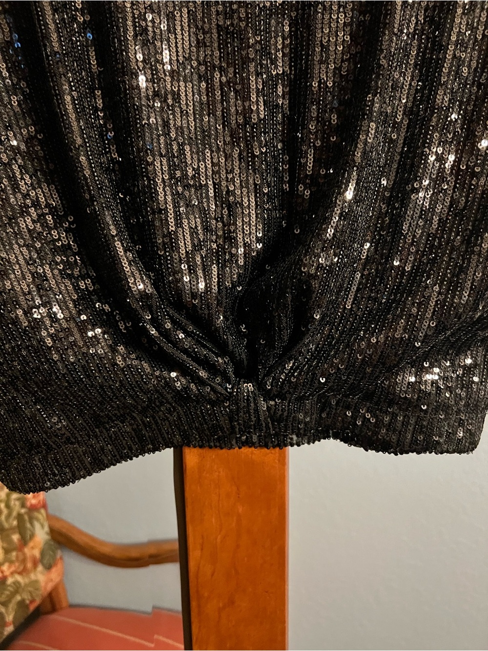 LOFT Black Sequin Twist-Hem Crop Top - Picture 5 of 9